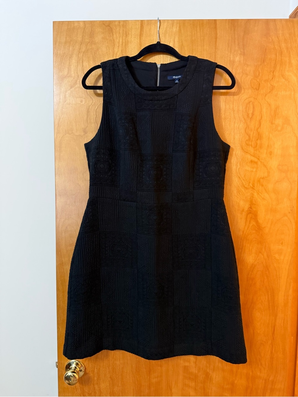 Madewell Textured Checkered Afternoon Quilted Dress Black Women’s Size 12